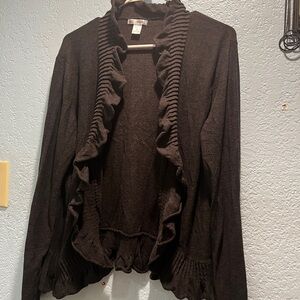 Elegant Black Ruffle Cardigan